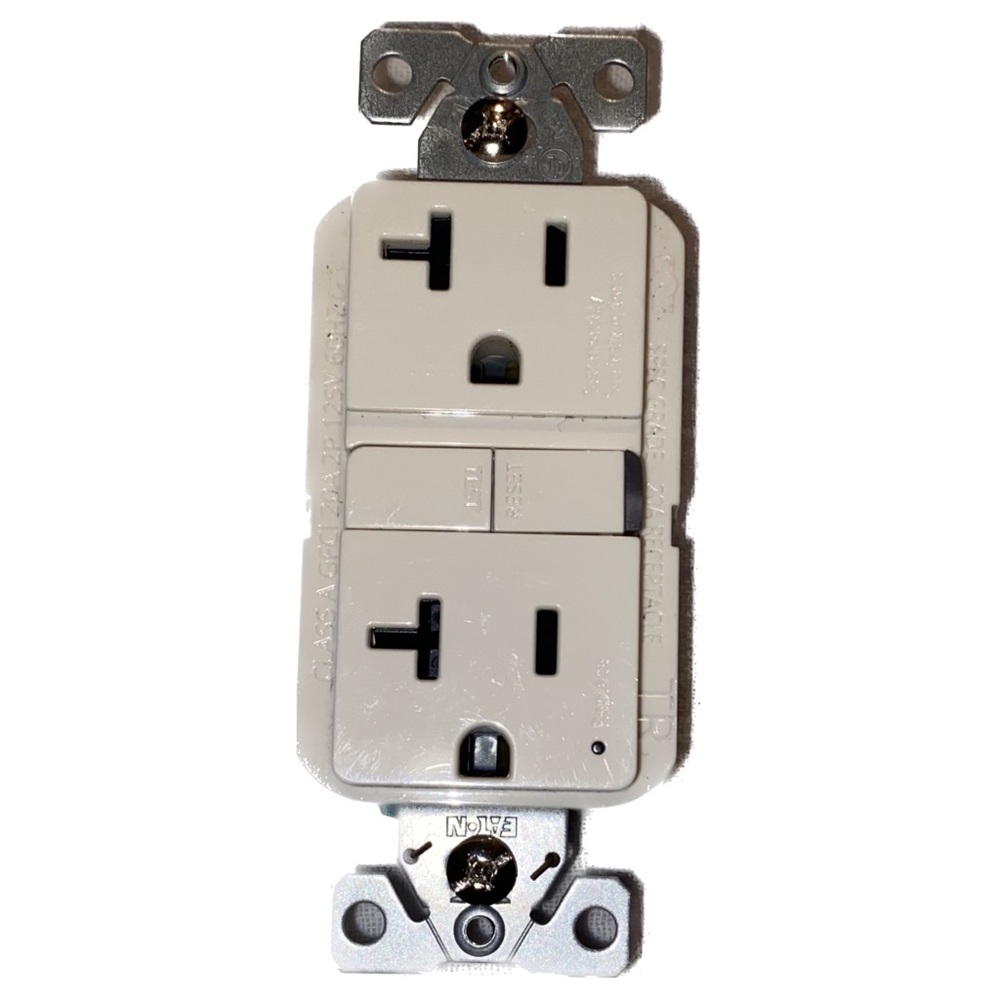 Eaton TRGF20GY Self-Test GFCI Receptacle 20A 125V Tamper Resistant Duplex, White
